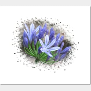 blooming blue flowers, flower, blooms, splash, garden Posters and Art